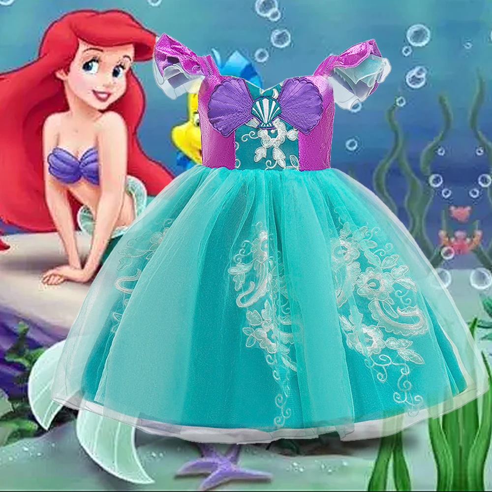 2024 Story Little Mermaid Costume Halloween Kid Dress For Girls Children Carnival Birthday Party Clothes Cosplay Mermaid Dress