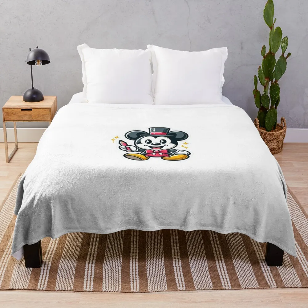 Dapper Mouse with Pencil Sticker Throw Blanket For Sofa Thin Tourist Extra Large Throw Blankets