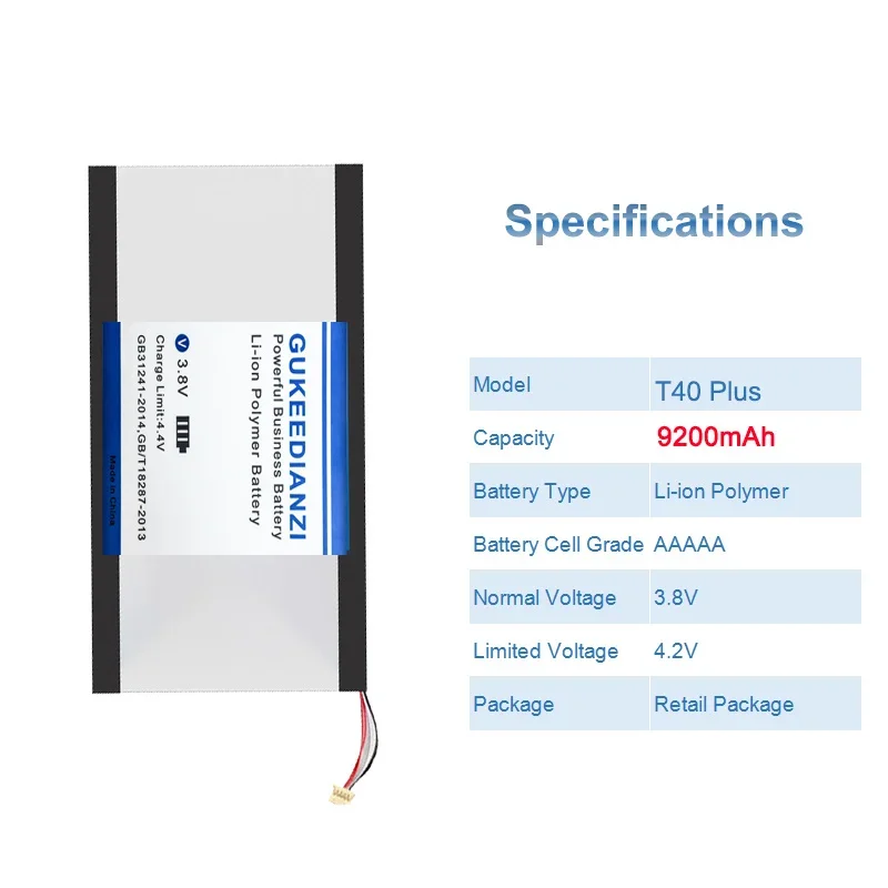 T40 Plus Laptop Battery For Teclast T40 Plus/T40 Pro Tablet PC Battery 5 Wire Plug 9200mAh High Capacity