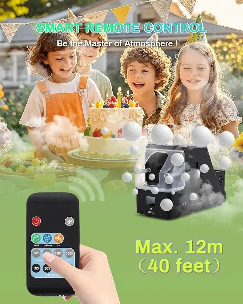 Mistbellenmachine met afstandsbediening, 3 in 1 voor binnen en buiten Halloween Kerstfeest Bruiloft Verjaardag Foto