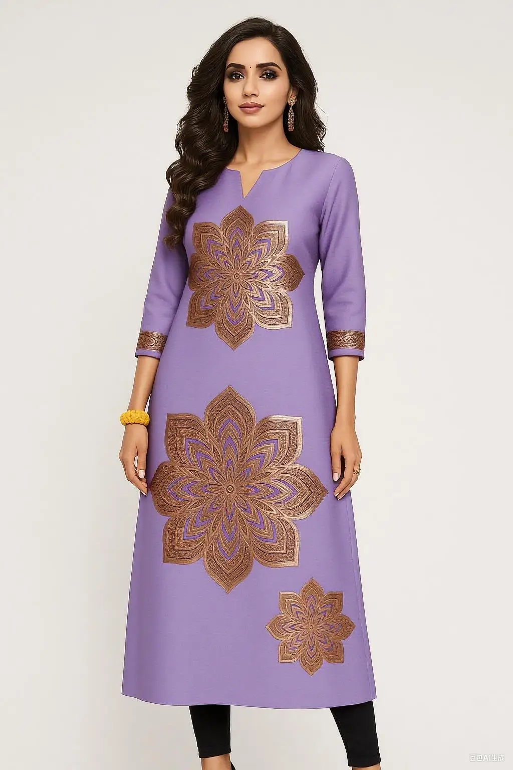 Muslim Dress Kurt Women's Fashionable Long Sleeved Straight Tube Casual Round Neck Picture Multiple National Style