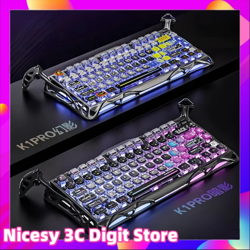 Customized 75k1pro Esports Gaming Mechanical Keyboard 79 Key Cyberpunk Theme Aluminum Alloy Keyboard Tablet Laptop Office Gaming