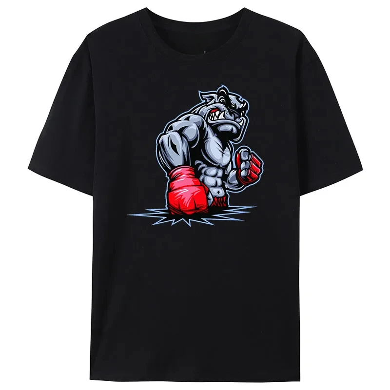 For mens Fashion Casual Soft Short Sleeve Loose MenTees Comfortable 2024 Men's T-shirt Boxing Dog Printed Tops Cotton T-Shirts