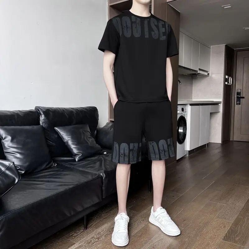 

Man Sets Alphabet T-shirts Shorts Suits for Men Sports Luxury Chic Kpop Outdoor New in Tops & Tees Two-piece Set Original Brands