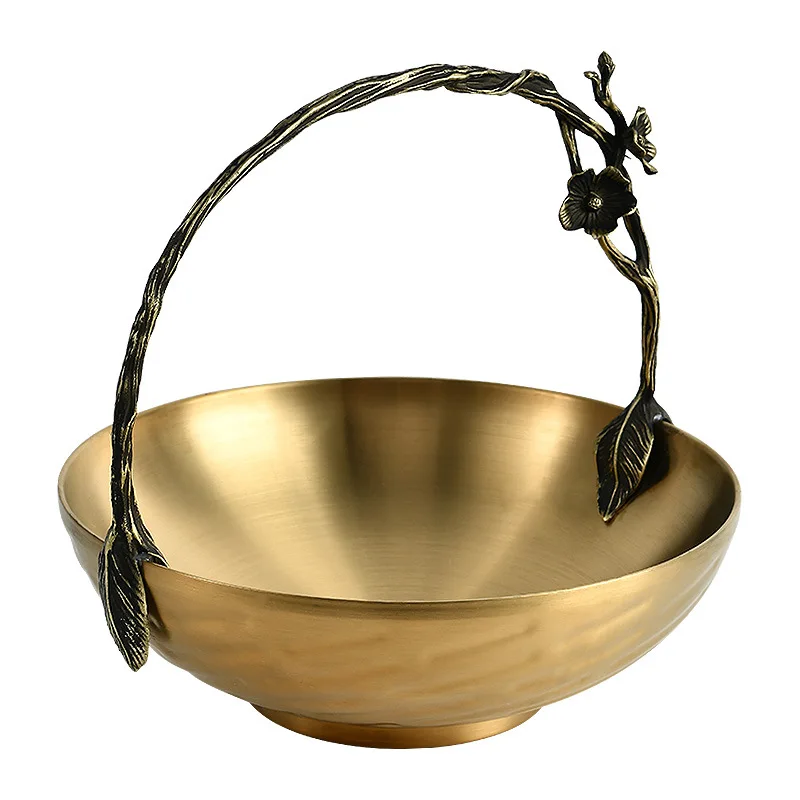 

Light luxury retro old golden fruit plate handmade retro style plum blossom element dried fruit plate