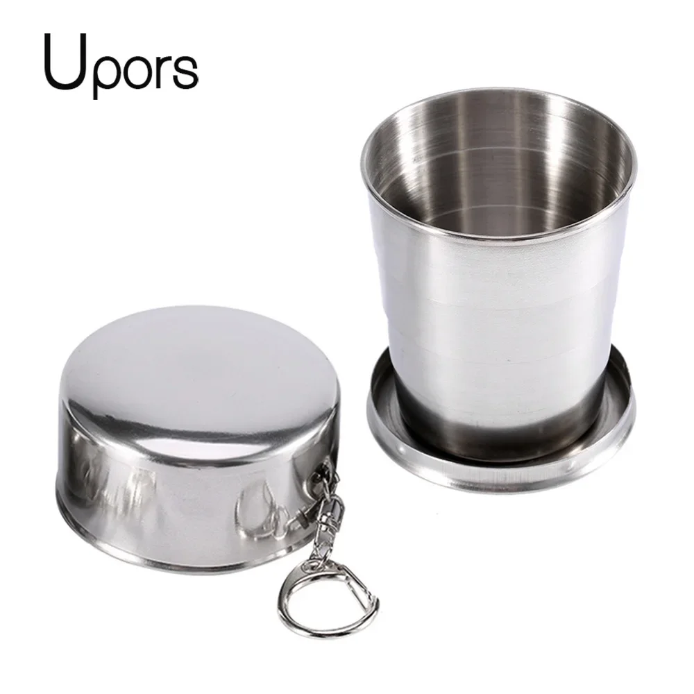 UPORS 75/150ml Hip Flask Cup Foldable Stainless Steel Wine Cups Russia Mini Whiskey Alcohol Hip Flask Outdoor Shot Flask 1pcs
