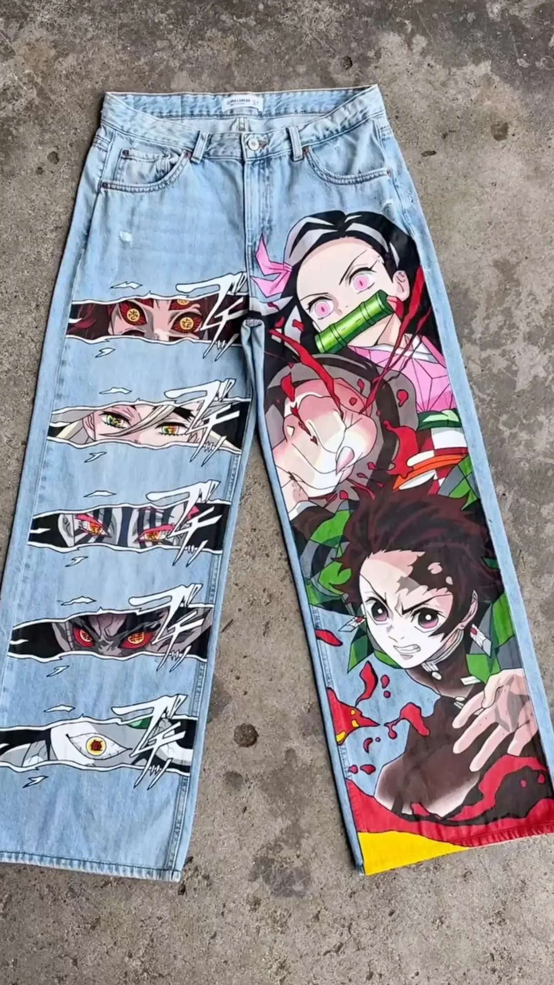 

Harajuku Kamado Tanjirou Джинсы с принтом Женские мешковатые джинсы Популярные брюки Уличная одежда Широкие женские брюки Y2k Demon Slayer Женские брюки