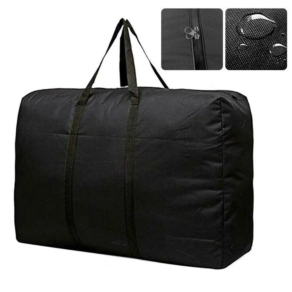 Large Capacity Folding Duffle Bag Travel Clothes Storage Bags Zipper Oxford Weekend Bag Thin Portable Moving Luggage Bag New