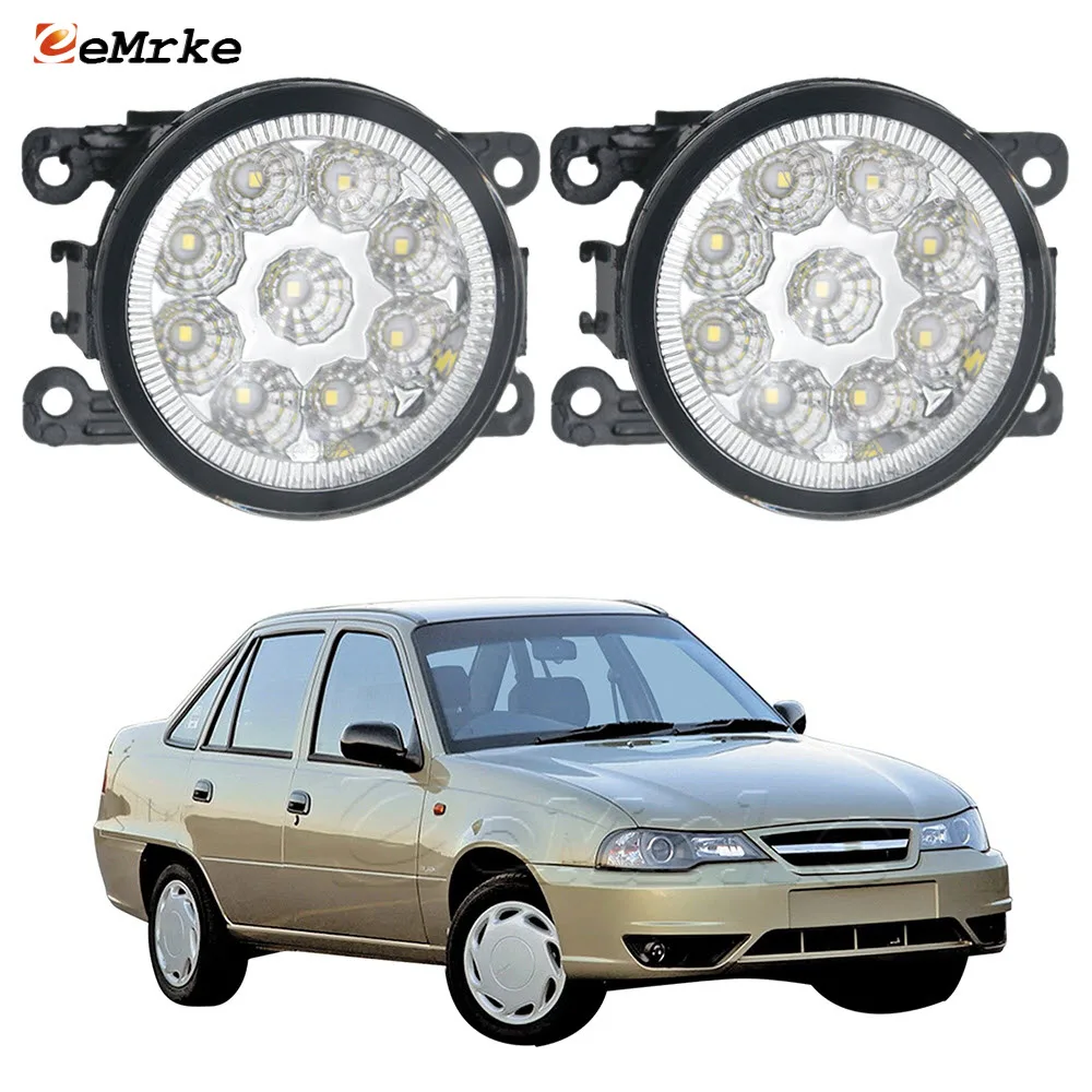 EEMRKE 2x 9 Led Fog Lights for Daewoo Nexia 2008 2009 2010 2011 2012 2013 2014 H11 12V Front Bumper Fog Lamp DRL Car Styling