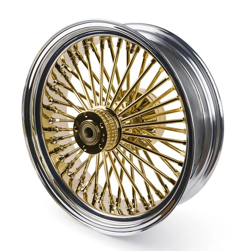 Golden Aluminum Alloy Motorcycle Wheels for Harley 09-later Touring Models Front & Rear Rim Accessories Compatible