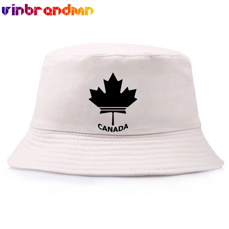 Maple Leaf Panama Bucket Hat Women Men Canada Pride Design Cap Couple Summer Cotton Fishing Hat Sun Flat Top Fisherman Hats