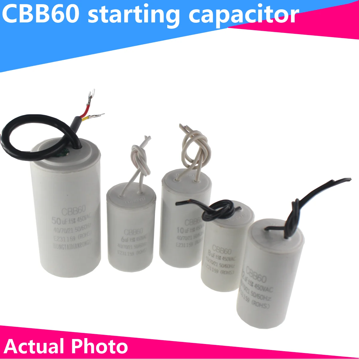 Motor Run Capacitors CBB60 450V AC Starting Capacitor 5% 3/4/5/6/8/10/12/14/15/16/18/20/25/30/40/45/50/60UF for Washing Machine