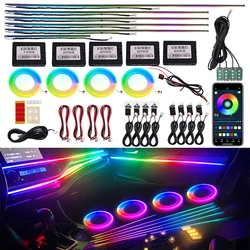 18 in 1 22in 1 RGB Symphony Car Atmosphere Strip Interior LED Acrylic Guide Backlight Universal Decoration Ambient Rainbow Light