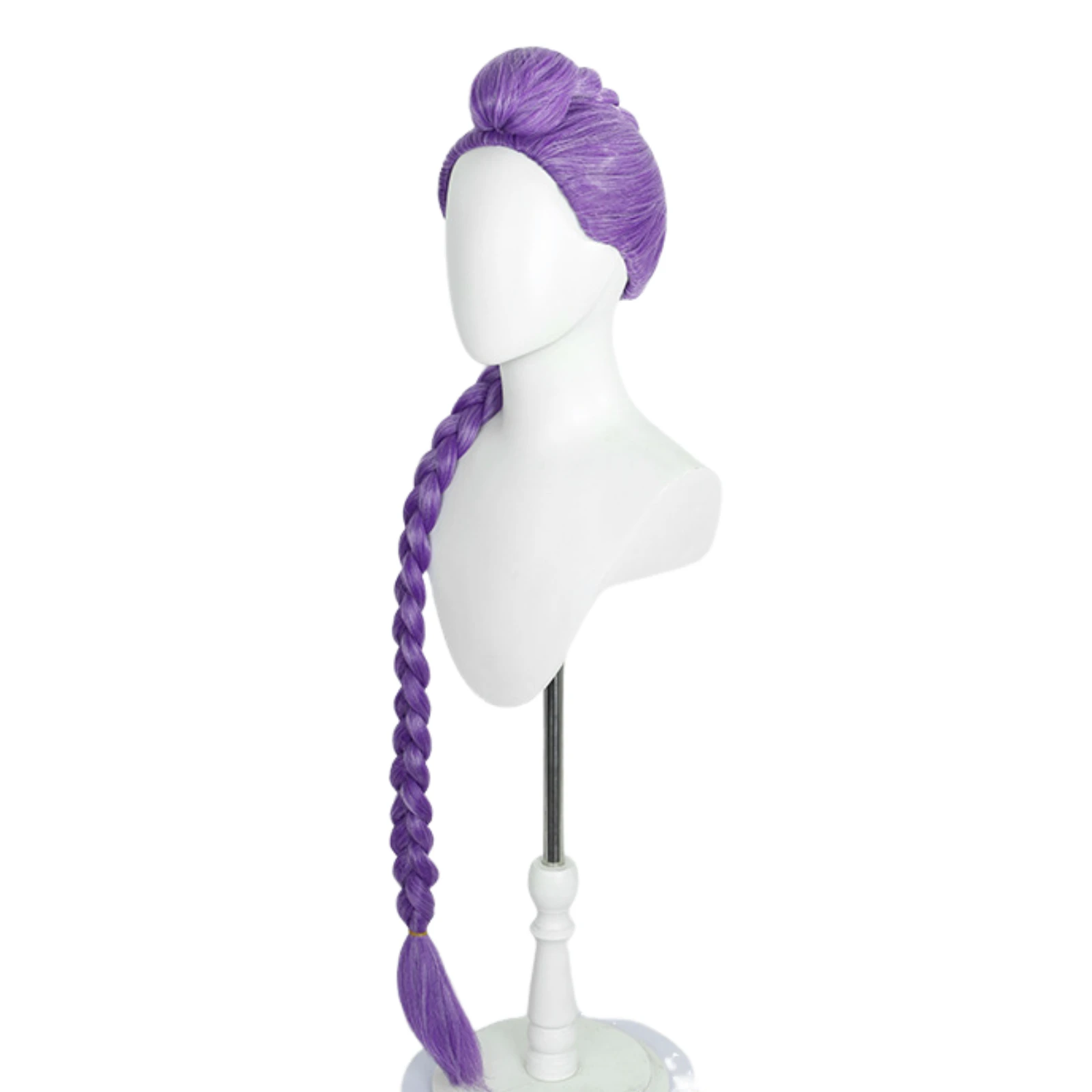 Parrucca cosplay Anime Rumi Demon Hunter Capelli lunghi viola Treccia Parrucca sintetica resistente al calore da donna Puntelli di carnevale di Halloween