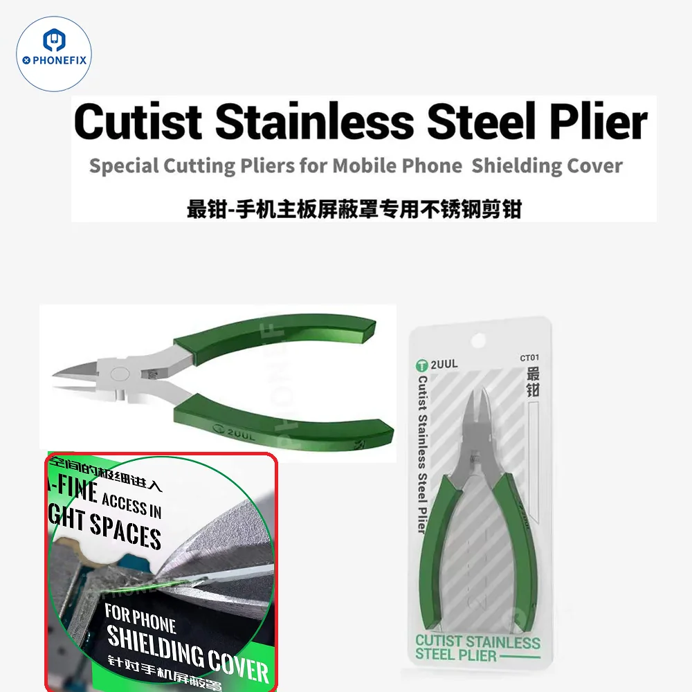 

2UUL CT01 Cutist Stainless Steel Precision Cutting Pliers for Phone Shielding Covers Phone Motherboard Solder Wires Cutting Tool