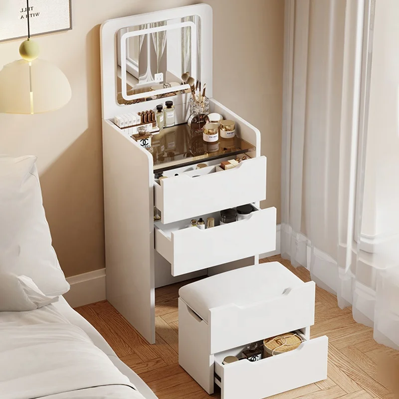 small cream dressing table Makeup Vanity Desk with Lights, Cream Style Dresser Bedroom Modern Minimalist Small Makeup Table, Dressing Table Set with Stool and Drawers (Color : Single Table Set, Size : 31.5in) : Amazon.ca: Home