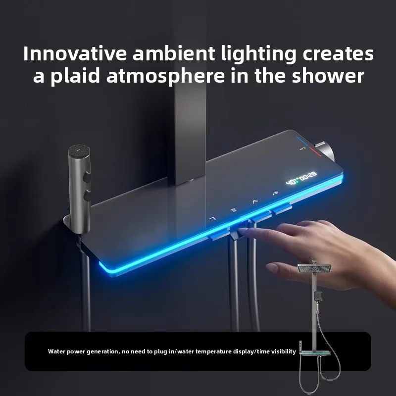 Calentador de baño con pantalla Digital supercargado, cabezal de ducha, rociador superior, grifos de baño completos con función de temperatura constante