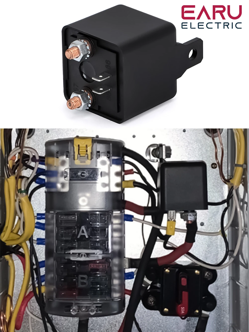 Hochstrom-Relais, Anlaufrelais 200A 100A 12V 24V, Leistungsstarkes Kfz-Hochstrom-Startrelais, Auto-Relais – Detail 8