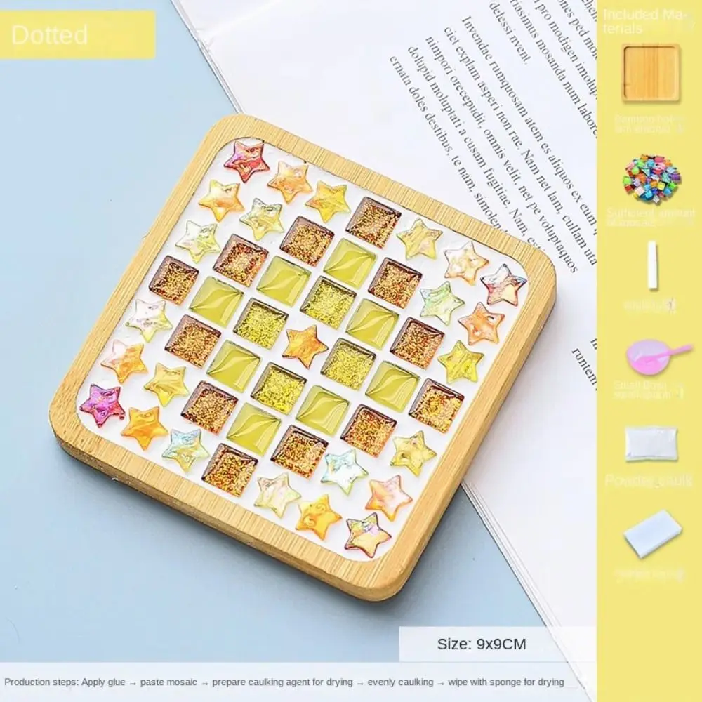 กิจกรรมพ่อแม่และลูกโมเสคถ้วยวัสดุแพ็คการพัฒนาทางปัญญา Self-made DIY โมเสคถ้วย Coasters วัสดุ DIY