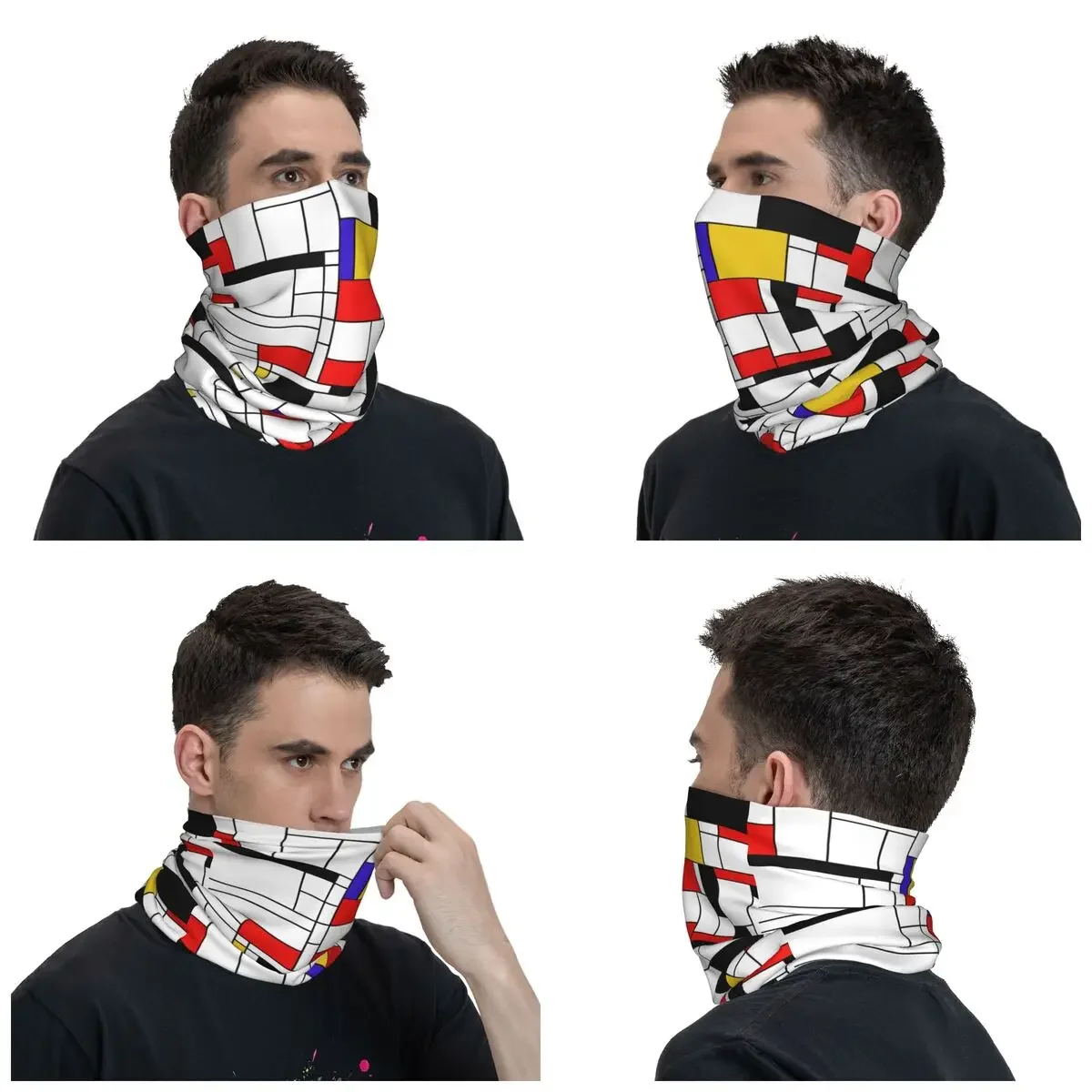 Mondrian Style Abstract Art Bandana Neck Cover Minimalism Geometric Mask Scarf Headwear Fishing for Men Women Adult All Season