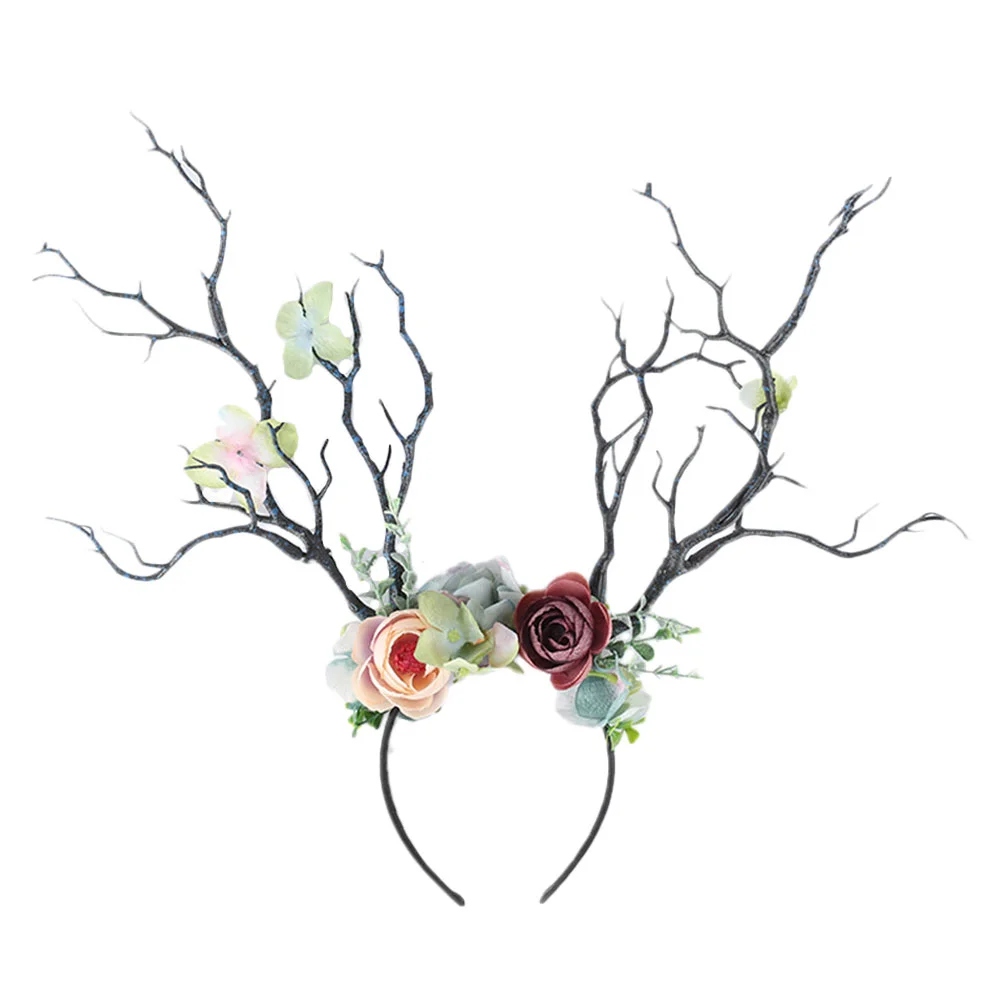 

Antler Branch Headband Christmas Headwear Prop Hair Hoop Flower Headdress Elk Hairband Antlers