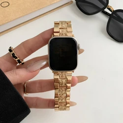 Womens Stainless Steel Band For Apple Watch 38mm 40mm 41mm 42mm 44 45mm Luxury Bracelet For iWatch Series 9 8 7 6 5 4 se 3 Strap