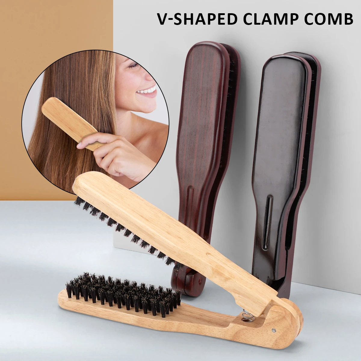 

Wooden Hair Straightening Comb Hairdressing Comb, Practical Double Sided Brush Using with Dryer for Making Smoother