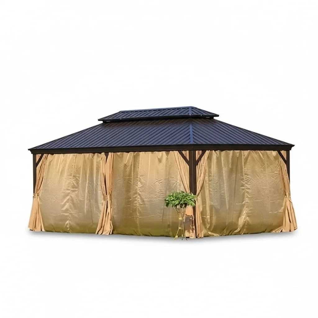 Aluminum Alloy Gazebo with Galvanized Iron Roof, UV-resistant Outdoor Event Canopy, Heavy Duty Metal Frame Awning for Parties