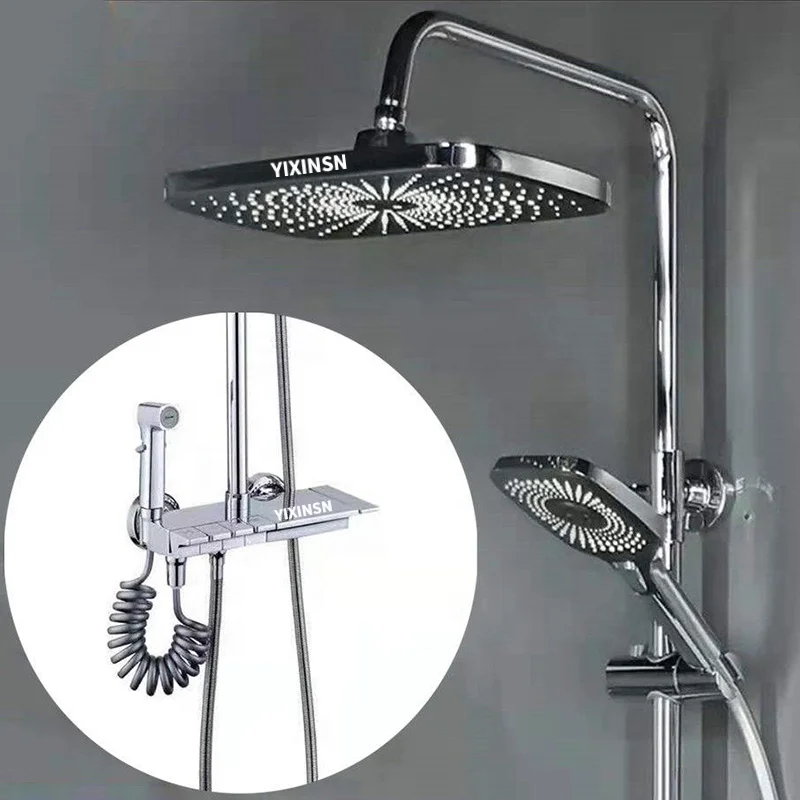 

Electroplated piano button shower starlit night temperature digital display shower set