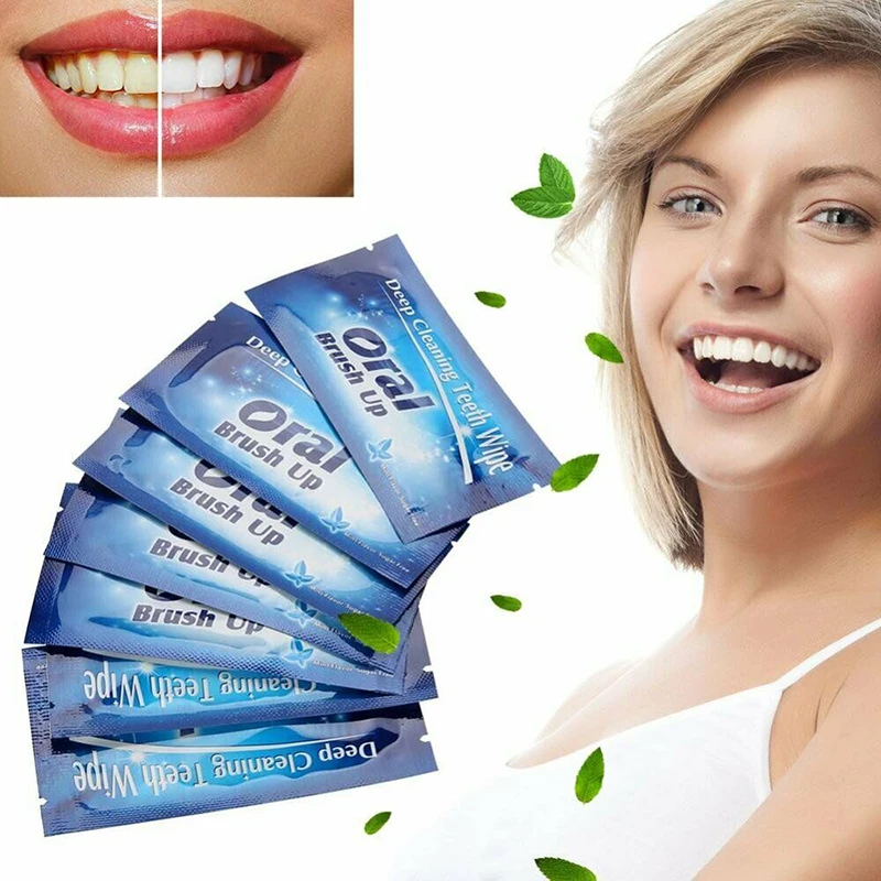 

100Pcs Deep Cleaning Teeth Wipe Teeth Whitening Remove Residue Stains Finger Teeth Wipes Dental Brush Up Oral Care Tool