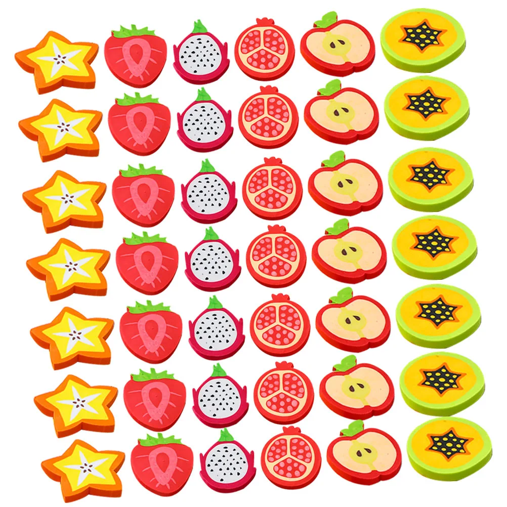 

1 set Fruit Shaped Erasers Mini Bulk Cute Cartoon Model Portable Classroom TPR Office Drawing Accessories Smooth Lightweight