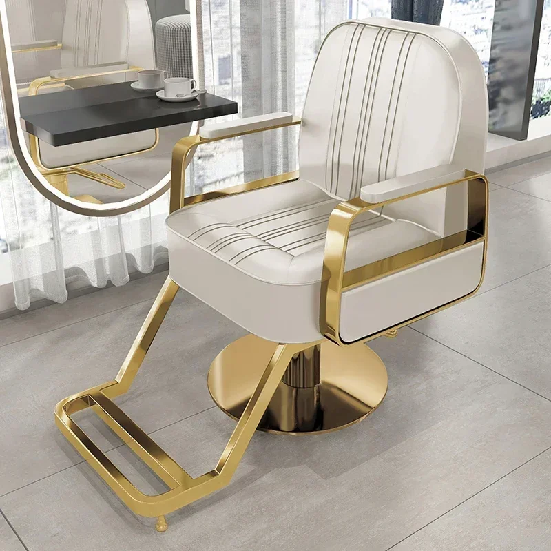 

Hairdressing Barber Chair Luxury Gold Makeup Barbershop Professional Salon Beauty Chair Swivel Cadeira De Barbeiro Furniture