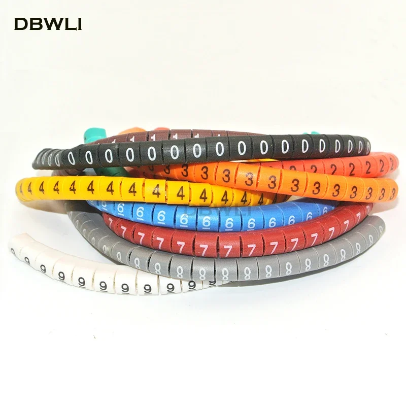 500PCS EC-1 Cable Wire Marker 0 to 9 For Cable Size 2.5 sqmm Colored