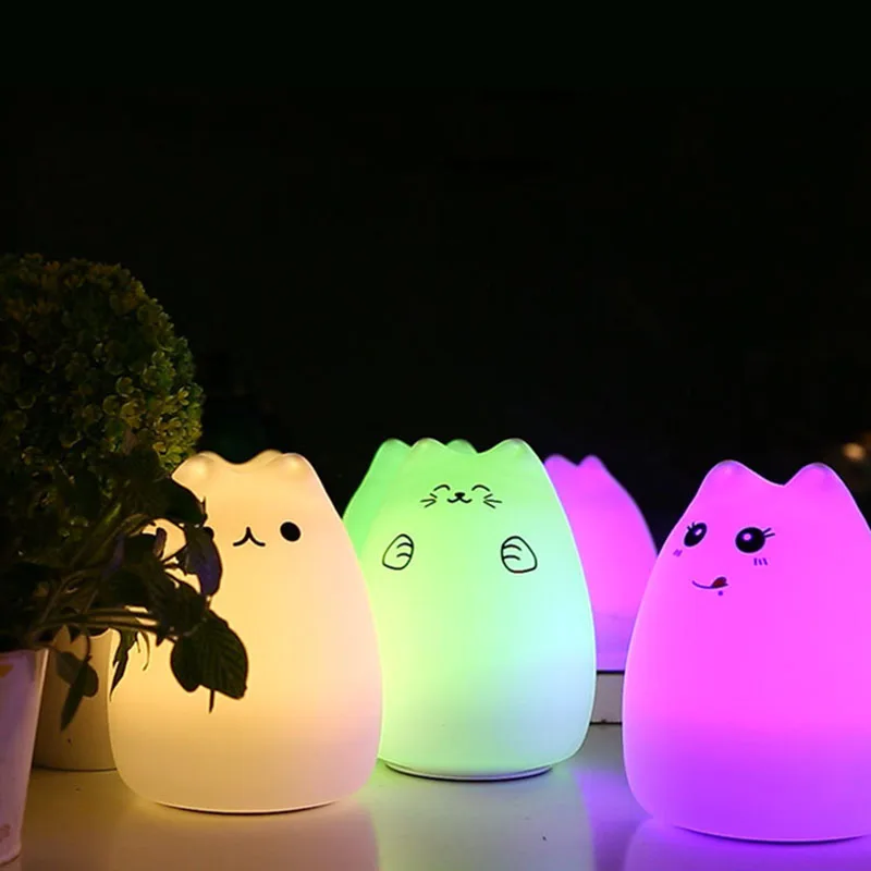 

Bedroom lights Cat light Silicone LED kids Night Light baby USB Rechargeable Sensor Touch lamp baby Children Cute Nursery