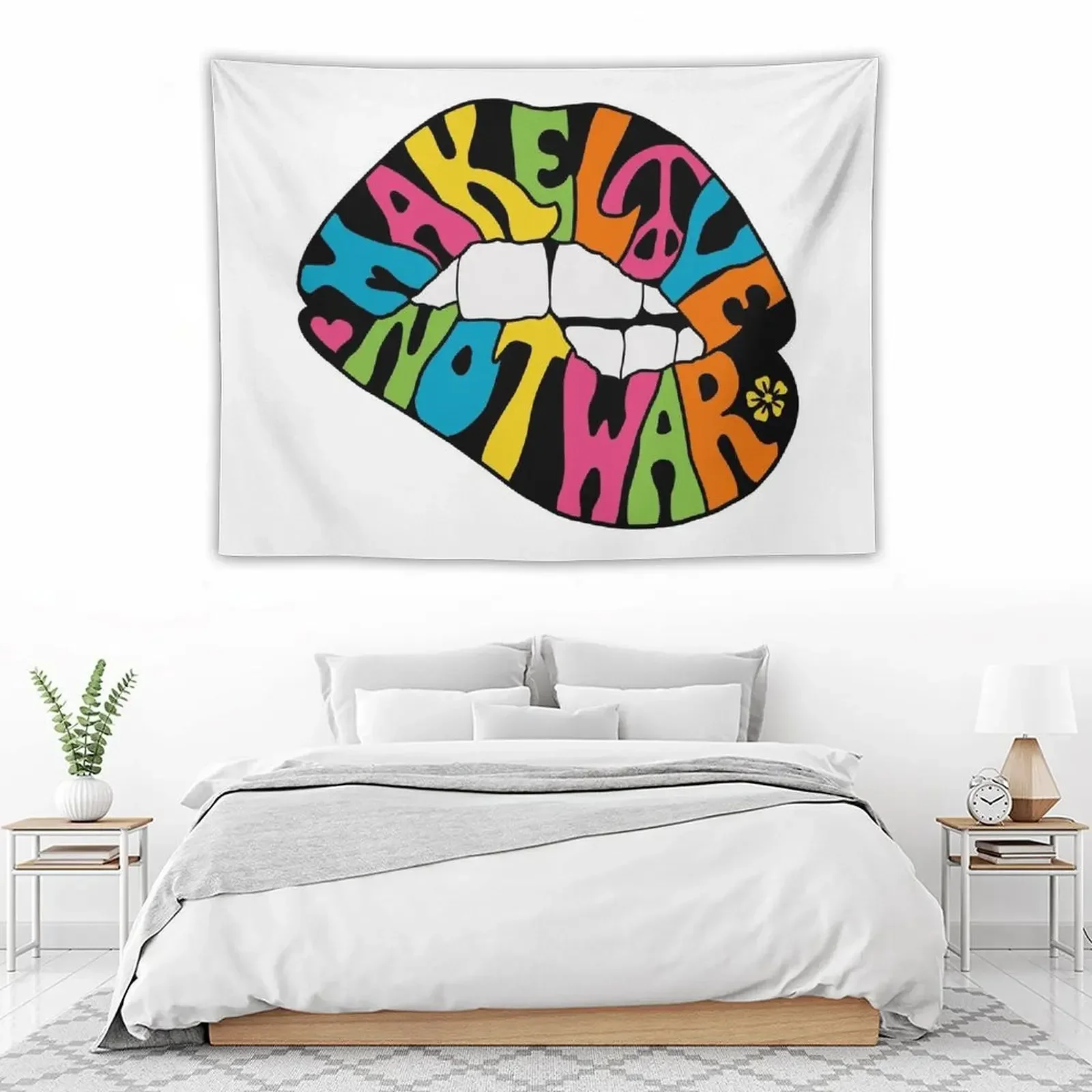

make love not war_black version Tapestry Things To The Room Aesthetic Room Decors Cute Room Things Tapestry