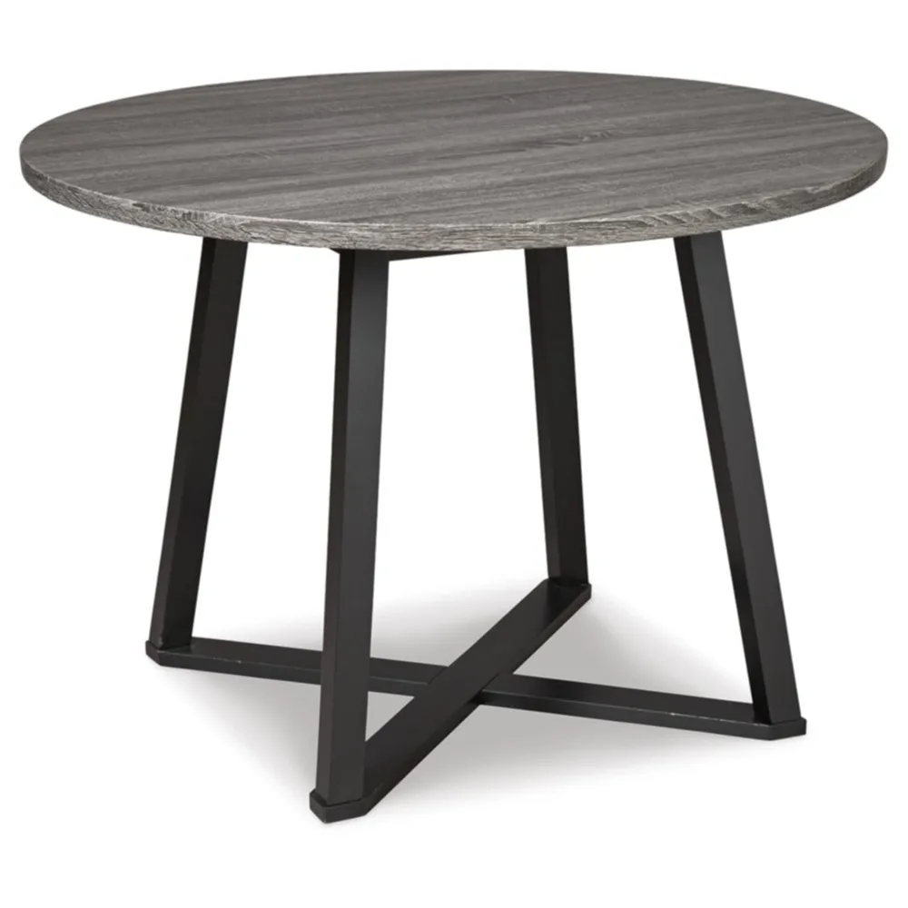 

Signature Design by Ashley Centiar Mid Century Round Dining Room Table with Metal Legs, Gray & Black