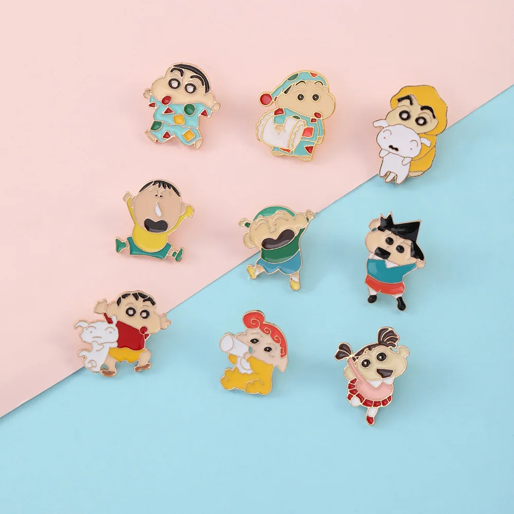 Crayon Shin Chan Brooch Cartoon Anime Cute Ins Crayon Shin Chan Brooch Badge Female Couple Student Accessory Anti Light Clip