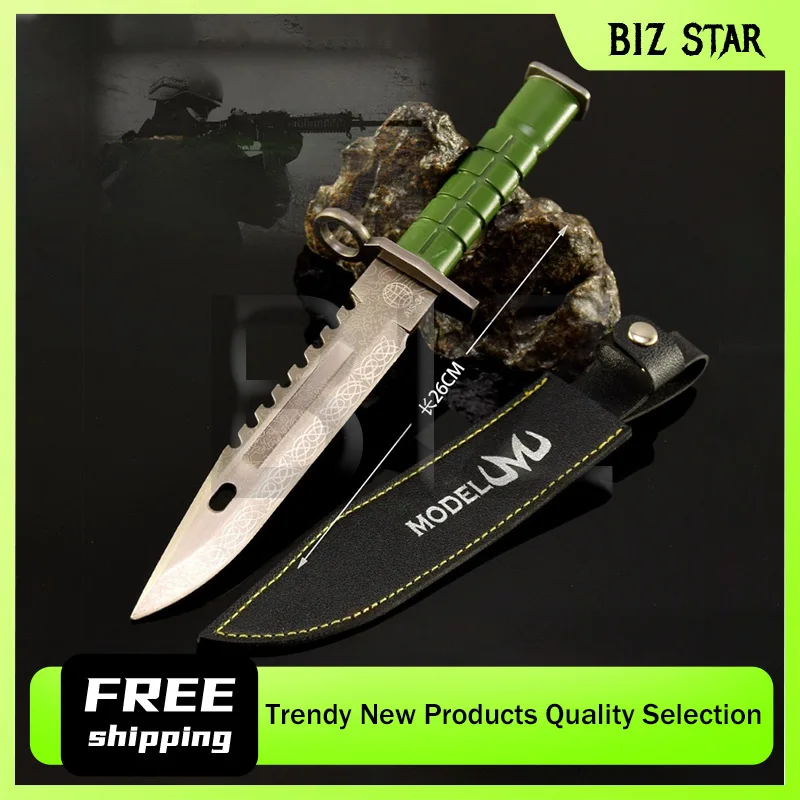 26cm/10.24in GO Game Peripheral Weapon Model M9 Legend Metal Crafts Toy Sword Leather Cover Version Weapon Ornaments Collections