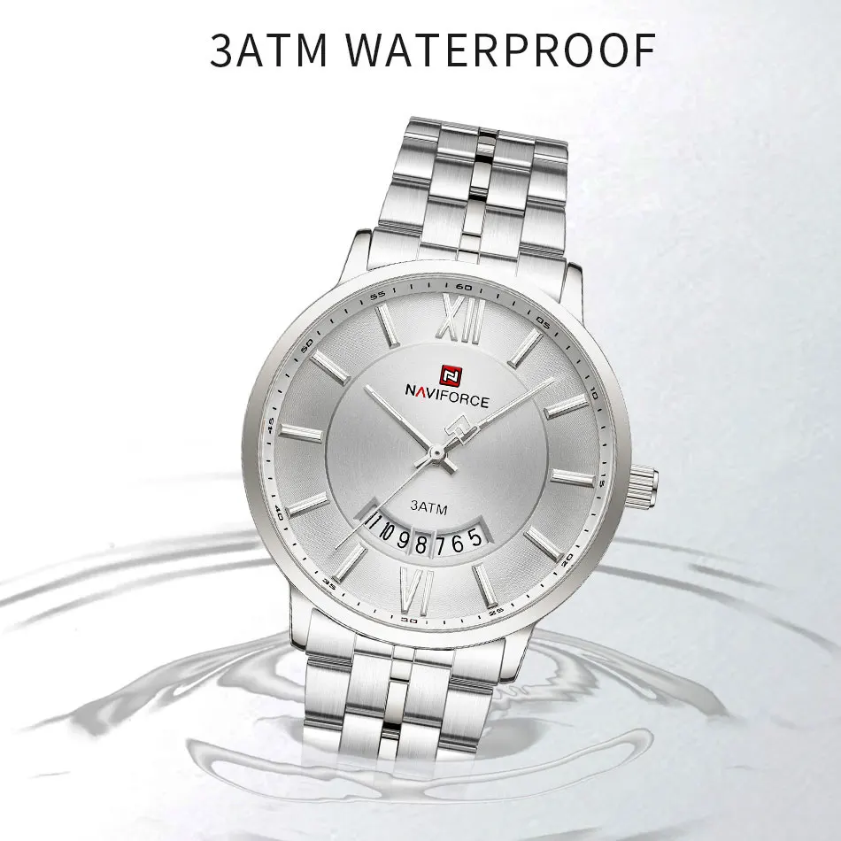 NAVIFORCE Luxus Business Quarz Paar Uhren Edelstahl Wasserdicht Leuchtende Uhr Für Männer Frauen Woche Hand Uhr Geschenk