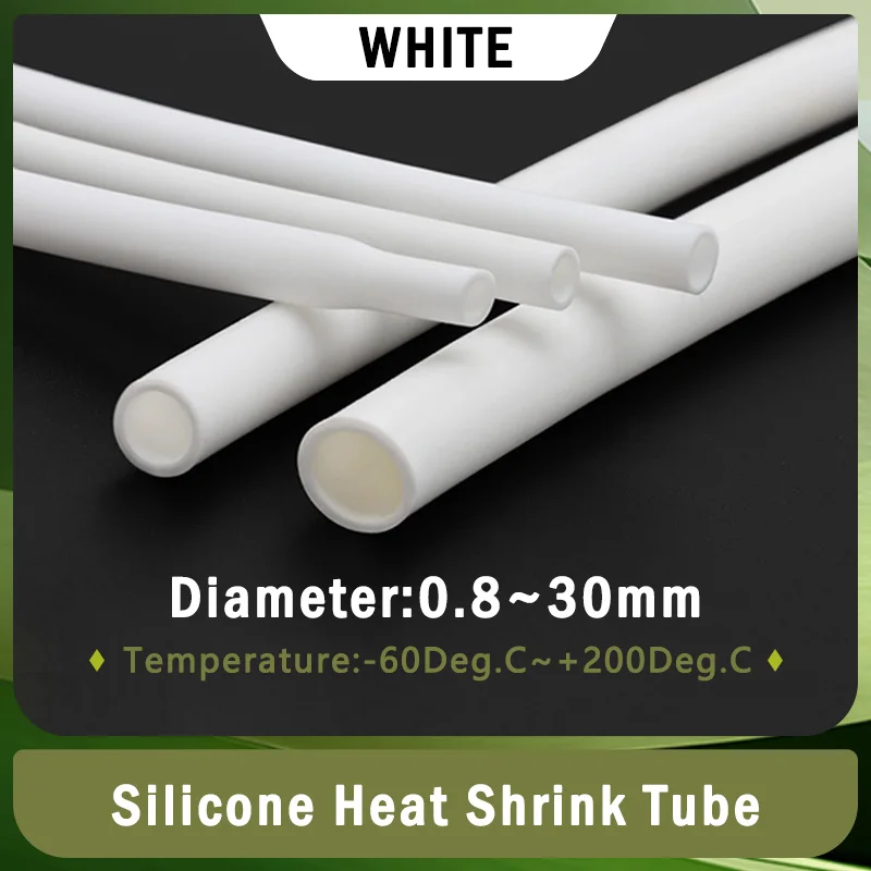 1/5M 1.7:1 White 1mm ~ 20mm Silicone Heat Shrink Tube Flexible Cable Sleeve Insulated High Temperature DIY Wire Wrap Protector