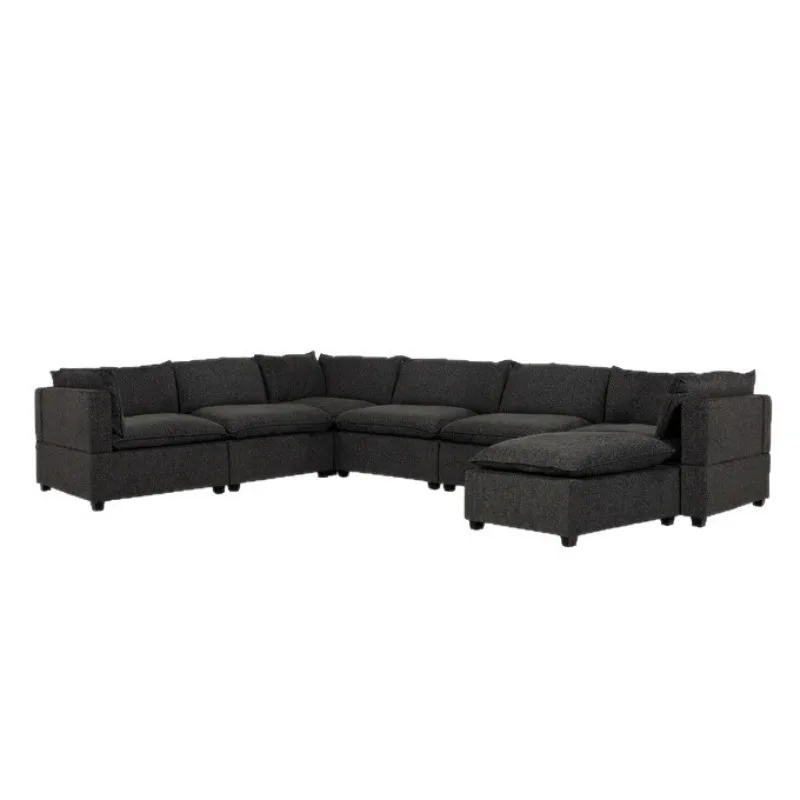 Minimalist sofa modern simple light luxury living room square leave-in fabric super soft sofa