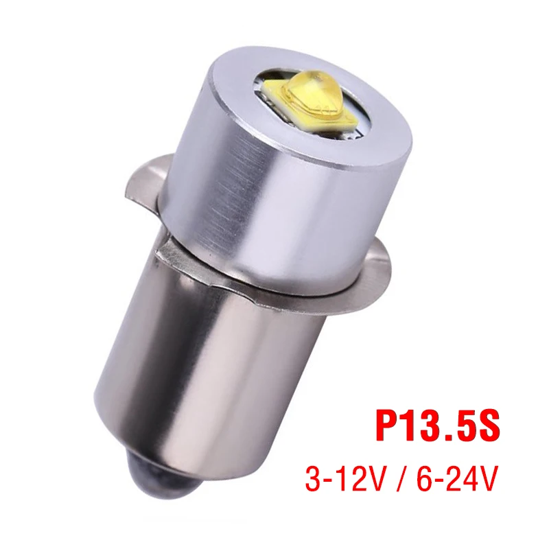 

P13.5S 3W 3V 4.5V 6V 9V 12V 18V 24V High Power LED Flashlight Bulbs Replacement 1 SMD Emergency Work Light Lamp Torches White