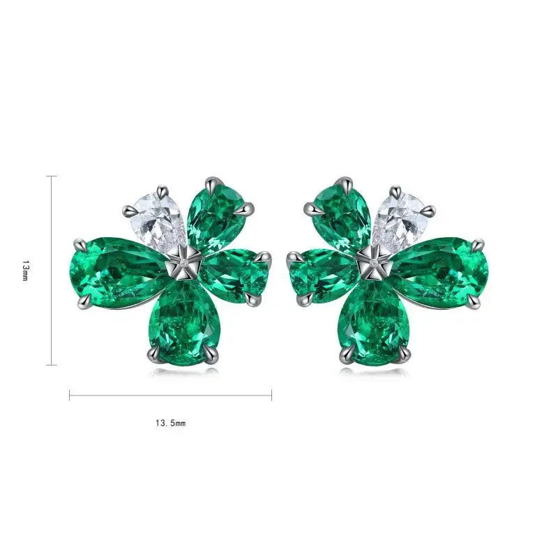 RUIF  S925 Silver 2024 New Fashion Lab Grown Emerald Earring  for Women Luxury Design Girls Party Jewelry Accessories