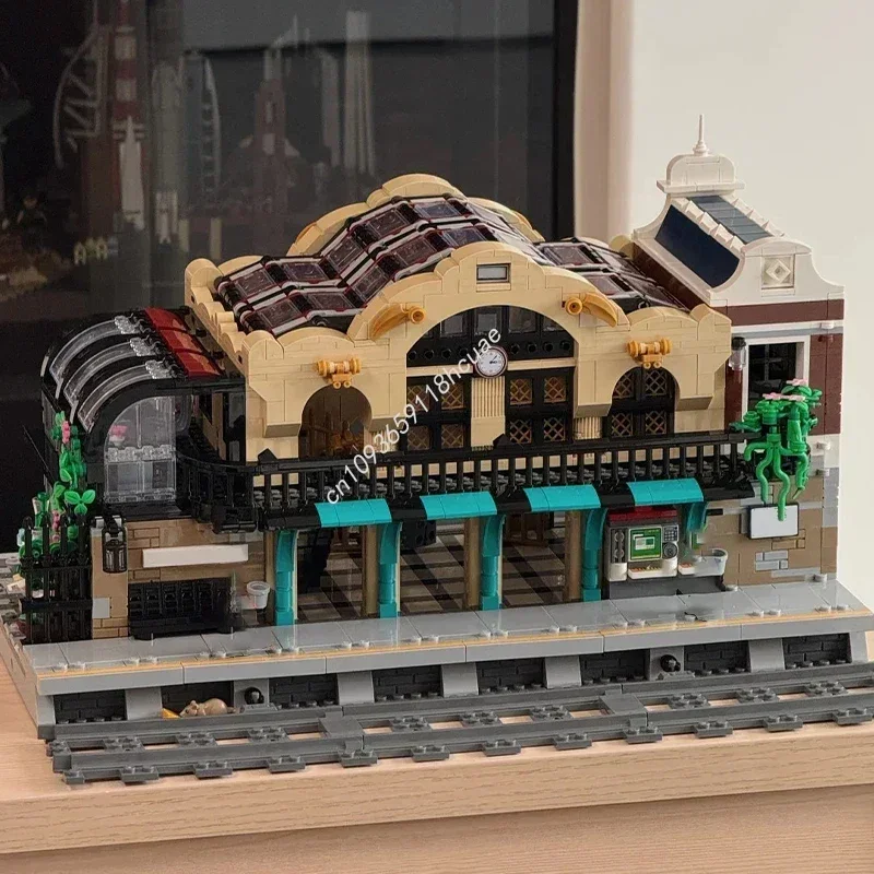 

3050 шт., кирпичный крест, индивидуальный модульный Moc, строительная железнодорожная станция, модель с видом на улицу, Moc, строительный блок, детские кирпичи «сделай сам», игрушки в подарок