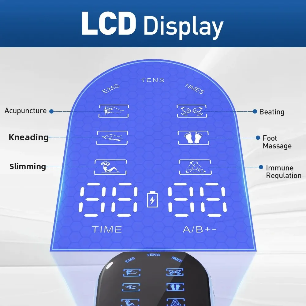 مدلك كهربائي للجسم EMS & NMES & TENS محفز العضلات 18 وضعًا 30 شدة الظهر والرقبة والكتف ومفاصل الركبة مدلك كامل الجسم