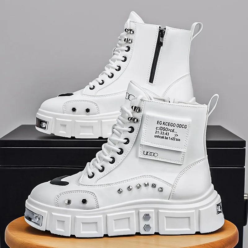 Men Men High‑Top Platform Combat Boots 2026 New Men's Boots Punk Street Style Rivet Motorcycle Boot Chelsea Boots Botas Para Hombre - Aliexpress Deal