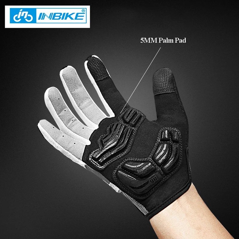 INBIKE Cycling Gloves Touch Screen Bicycle Sports Gloves Shockproof MTB Full Finger Bike Road Glove for Biker Men with Palm Pad