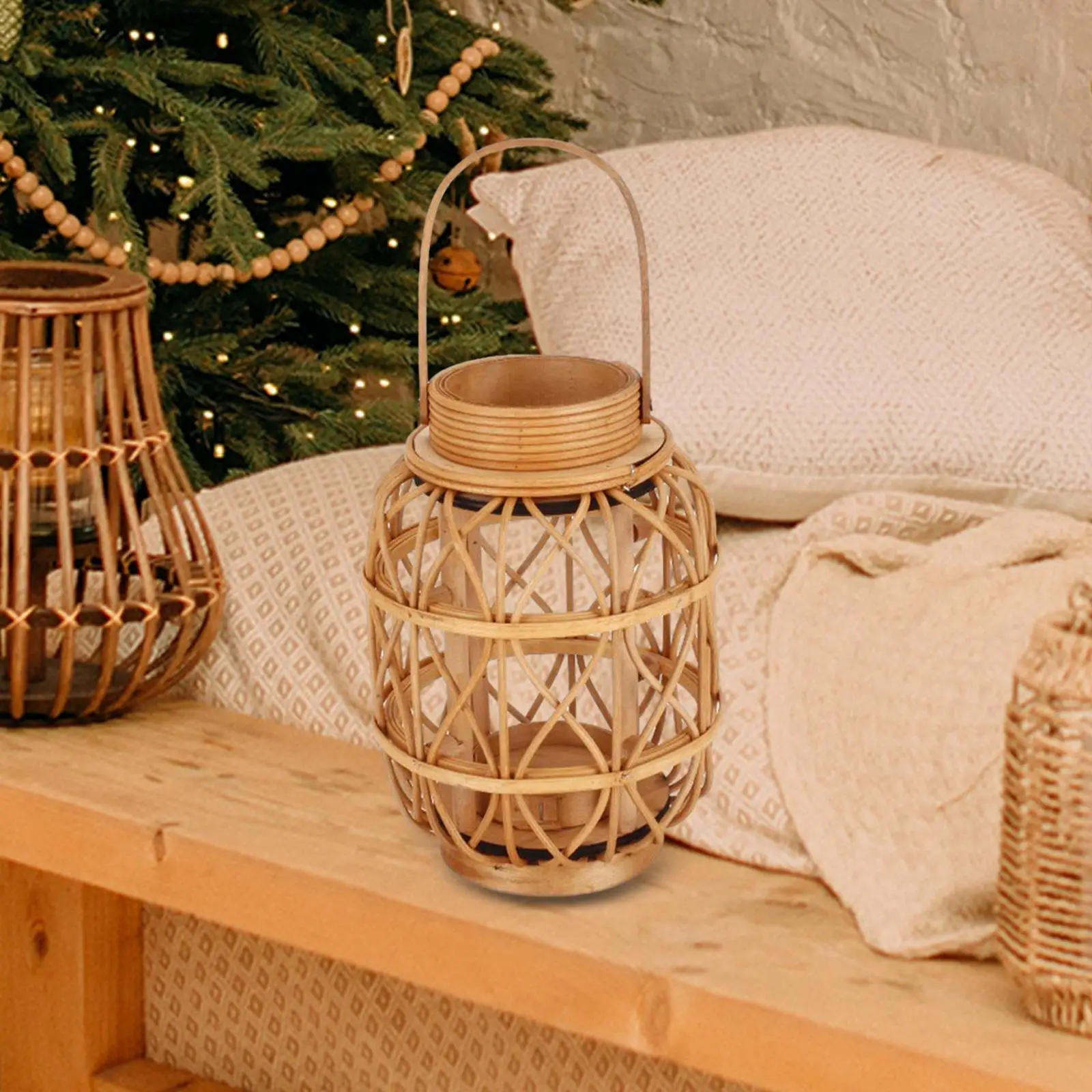 Rattan Candle Holder Handwoven Candle Holder Tealight Stand Wicker Candlestick Candle Stand for Anniversary Farmhouse Decor