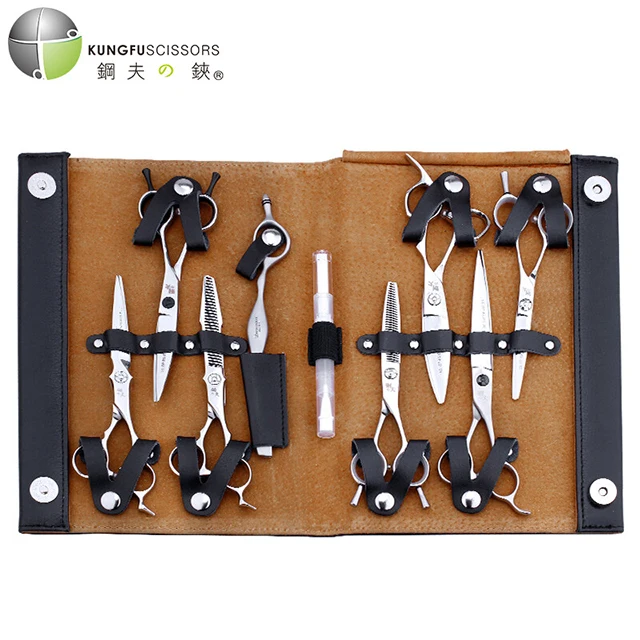 KUNGFU Japanese 440C Professional Barber Hairdressing Scissors Haircut Hair Scissors Set