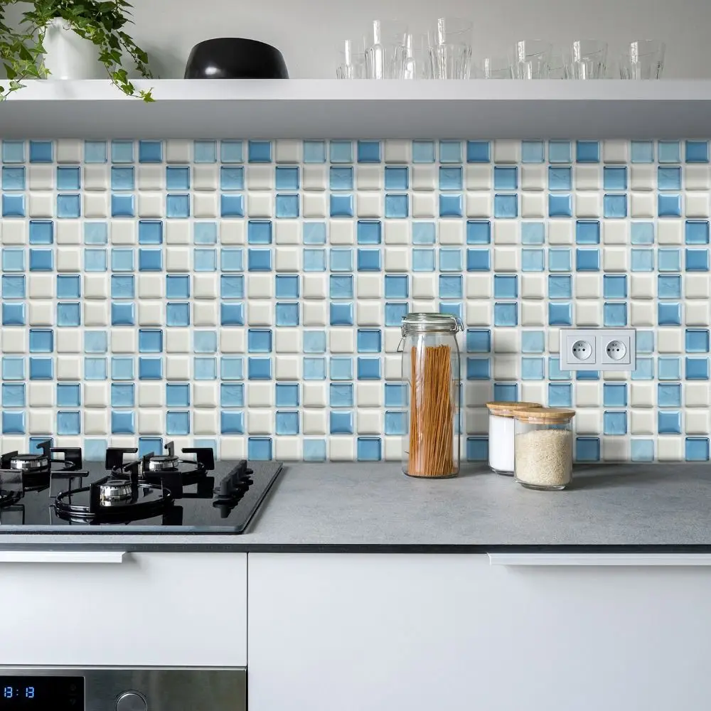 10Pcs Mandala Pattern Backsplash Tile Stickers Waterproof PVC Tile Decals Multicolor Design Self-Adhesive Decorative Tiles